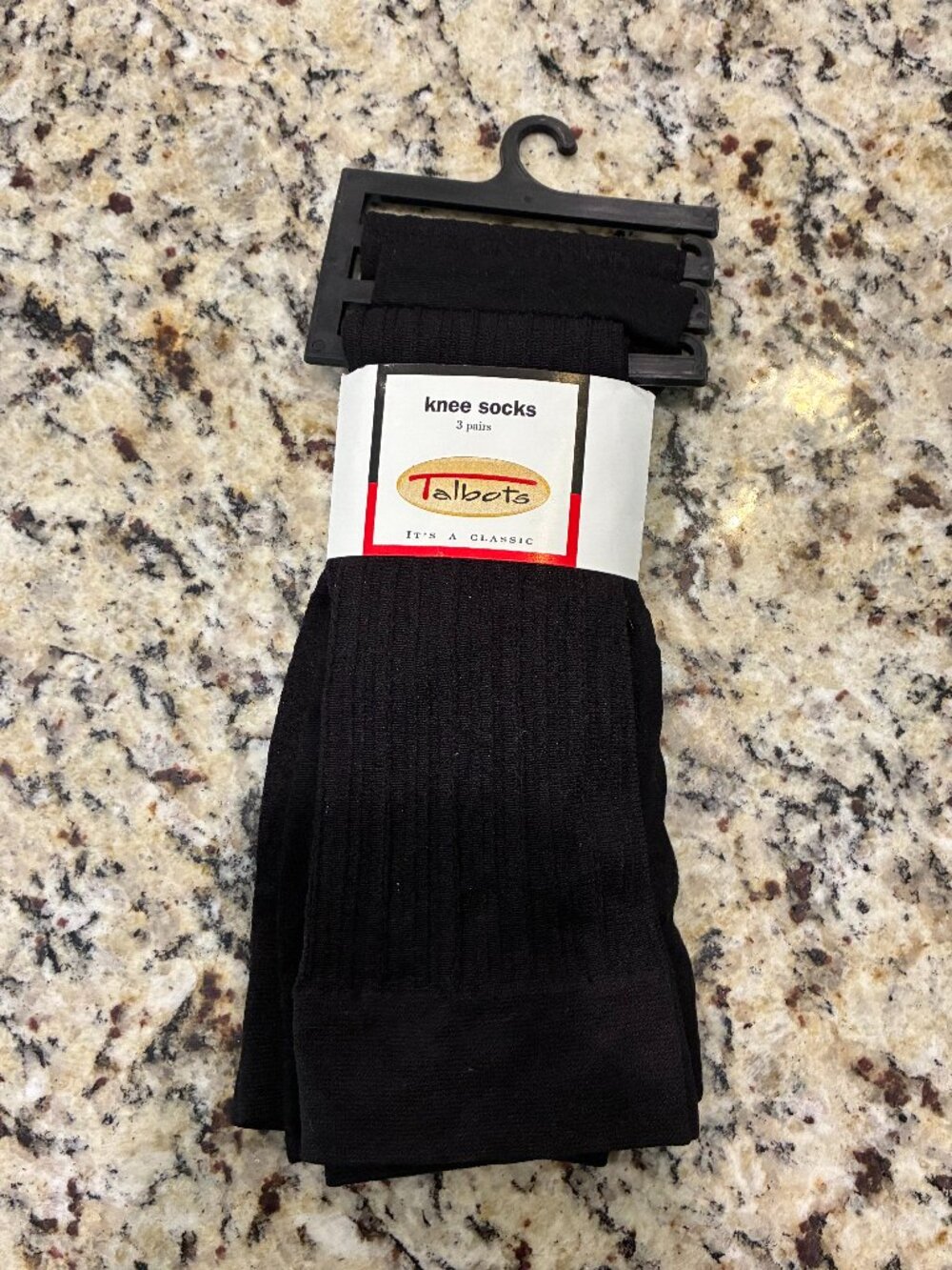 Talbots Knee Socks – 3 Pair Pack – Black – Classic Style 0367